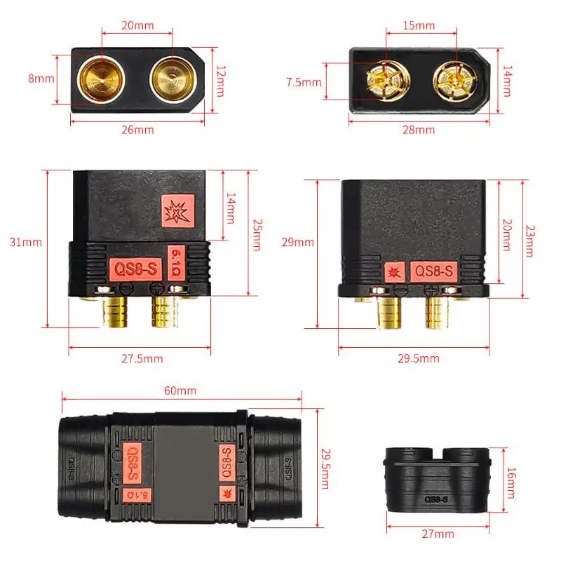 Câble charge QS8 10AWG silicone pour drone course - 3 couleurs