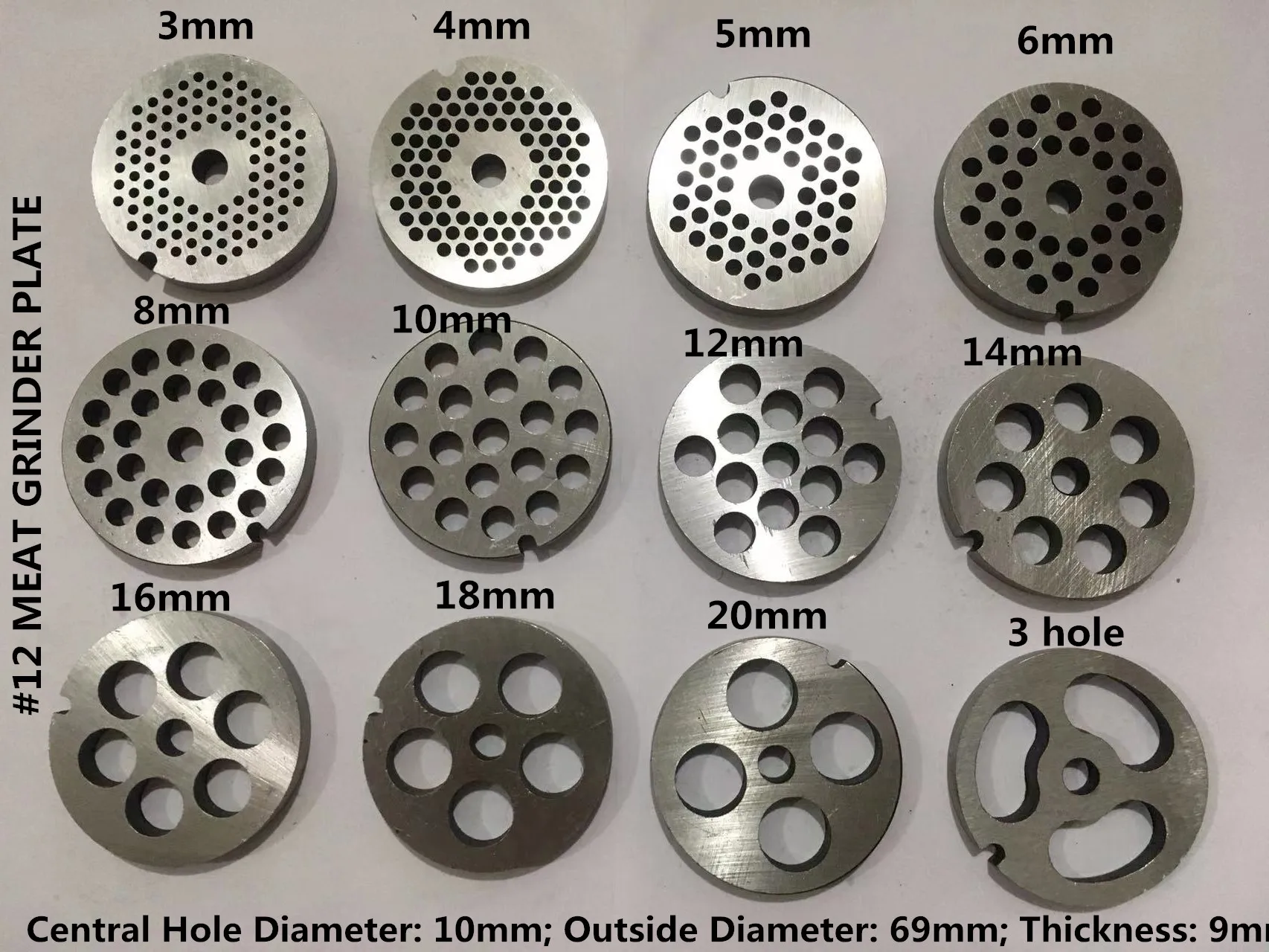 #12 Type Replaceable Meat Grinder Plate Hole 3-20mm Manganese Steel Chopper Mincer Disc For Mixer Food Chopper