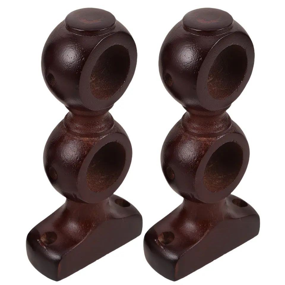 Holibanna Supporto da Parete per Asta per Tende in Legno, Staffe per Bastoni Tende Singole e Doppie, Base Decorativa, Montaggio Semplice per Casa, Cucina e Ufficio, Confezione da 2 Pezzi