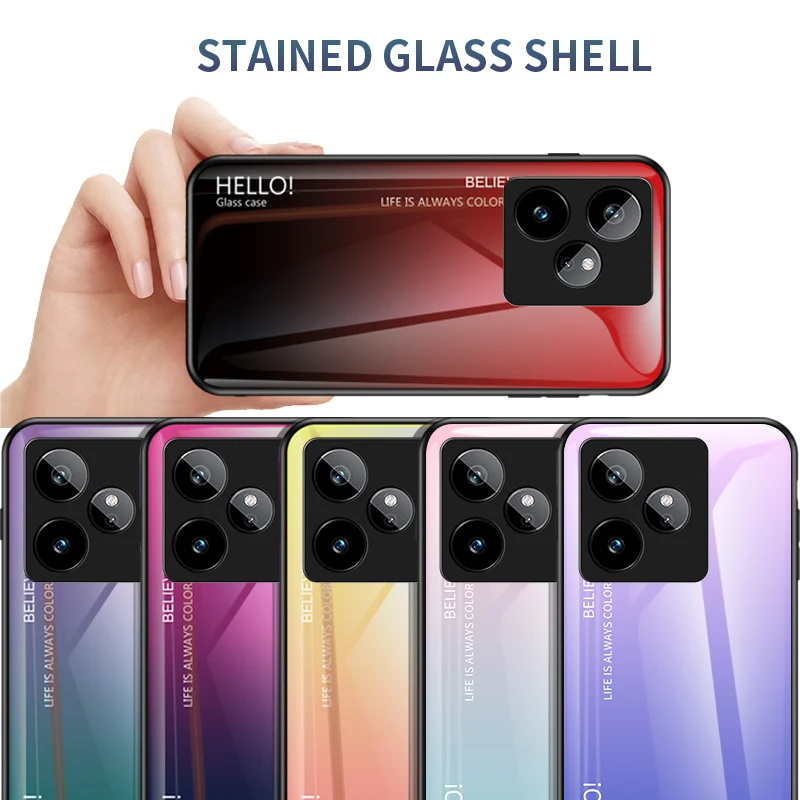 Gradation Tempered Glass Hard Back Protective Bumper Shockproof Case