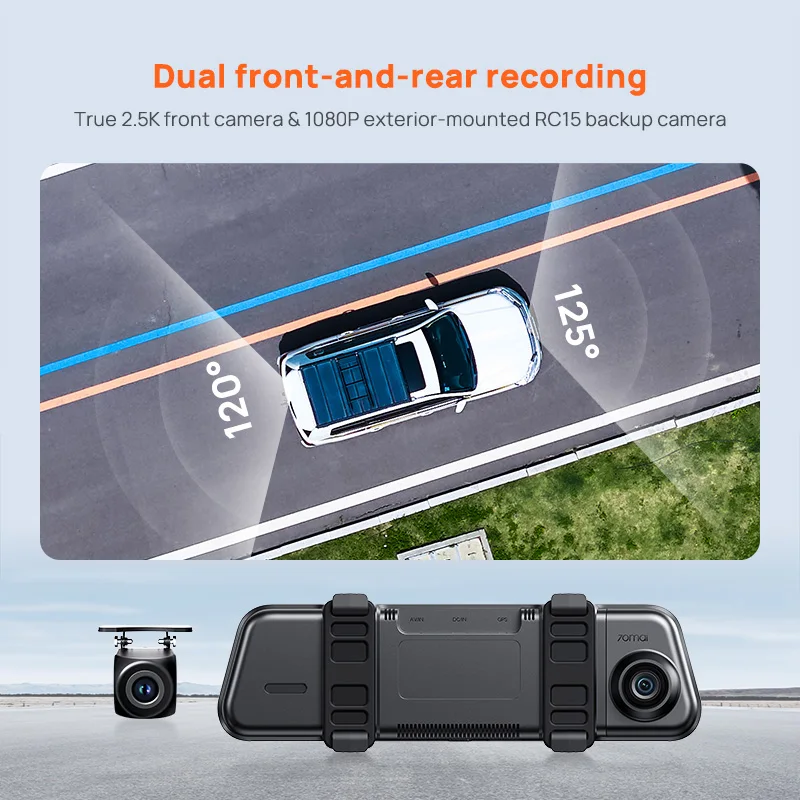 70mai Rearview Dash Cam S410 9.35 Inch Touch Screen Dual-channel
