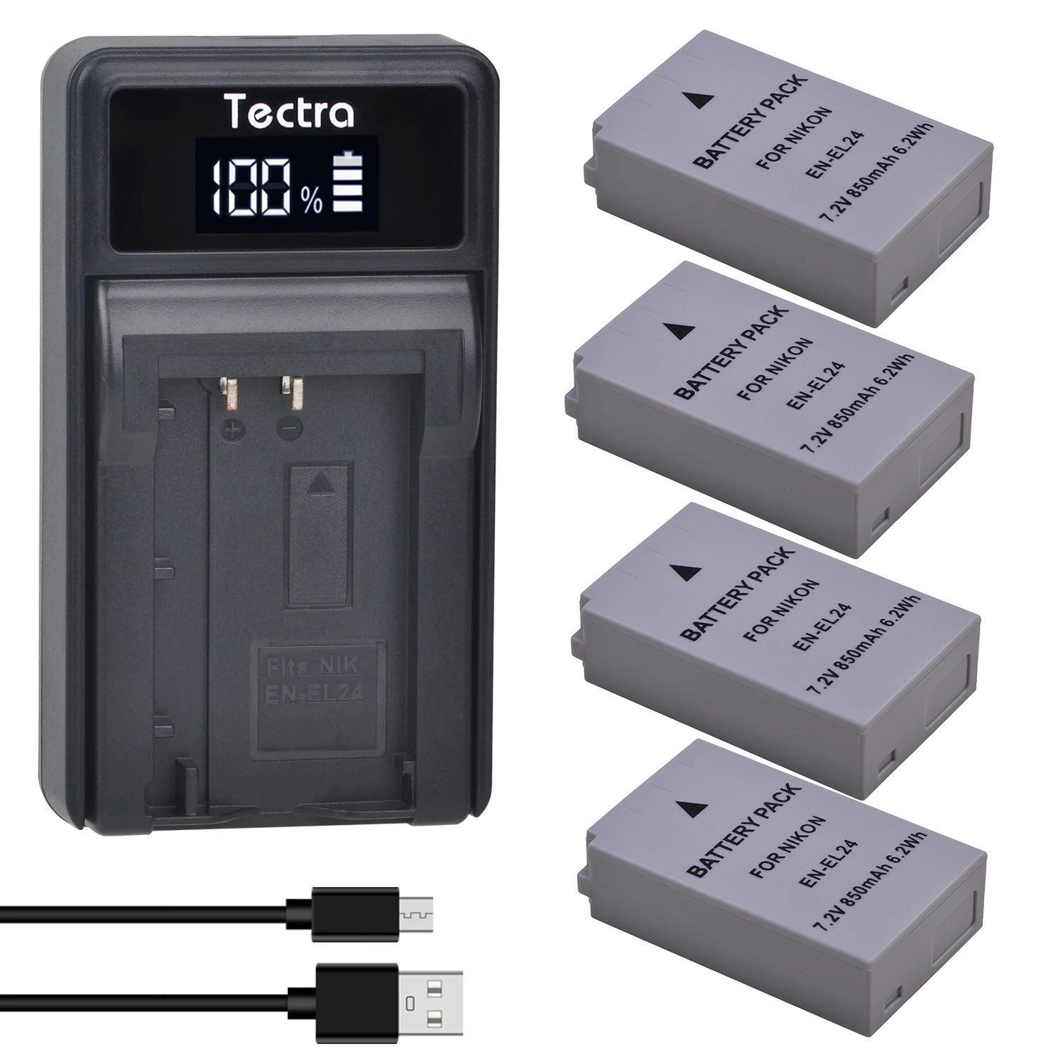 

Аккумулятор для камеры 4xEN-EL24 EN EL24 ENEL24 + светодиодный USB зарядное устройство для Nikon 1 J5 1J5 DL18-50 цифровая камера 850 мАч