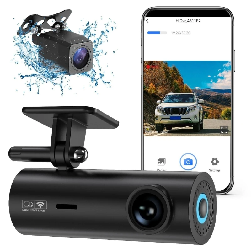 

Car Video Recorder Rearview Mirror DashCam DVR Black Box 170° WiFi G-Sensor