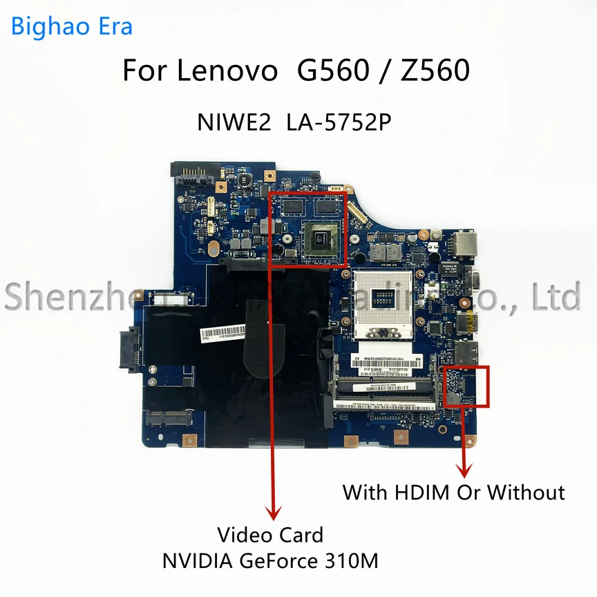 For Lenovo G560 Z560 Laptop Motherboard NIWE2 LA 5752P With HM55