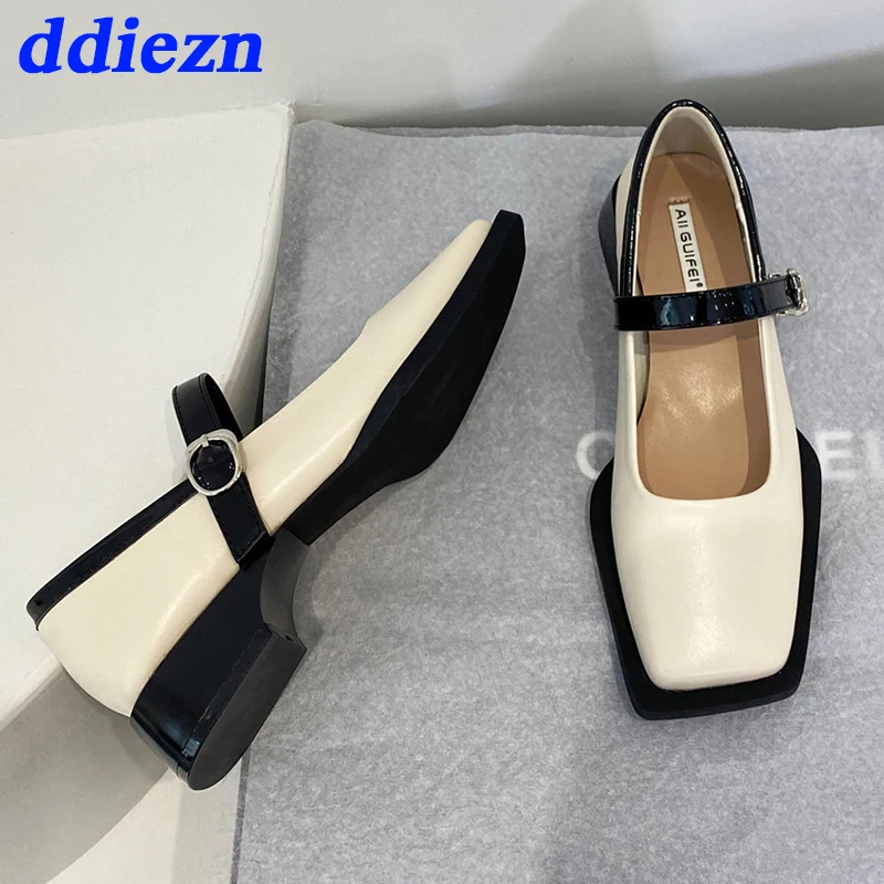 

Lolita Shoes 2023 Luxury Fashion Suqare Toe Ladies Mary Janes Loafers Women Flats Shoes Daily Female Buckle Strap Footwear