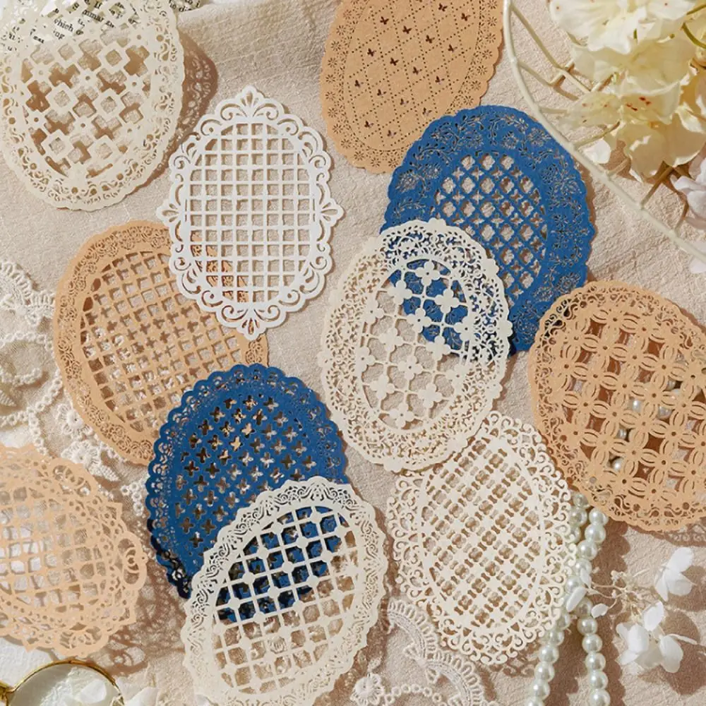 10pcs/pack Hollow Out Hand Lace Lace Paper Scrapbooking Material Paper Journal Diary Decor Scrapbooking Background Hand Made