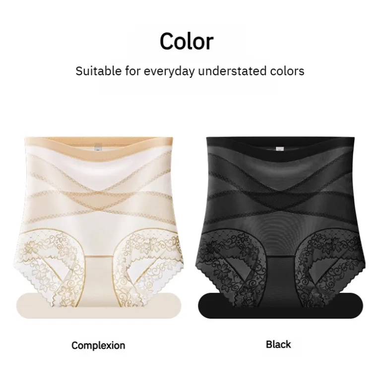 Cross-strap High-waisted Panties Lace 7A Antibacterial Hip-lifting Girdle Girl High-waisted Body Shaping Pants Anti-gravity