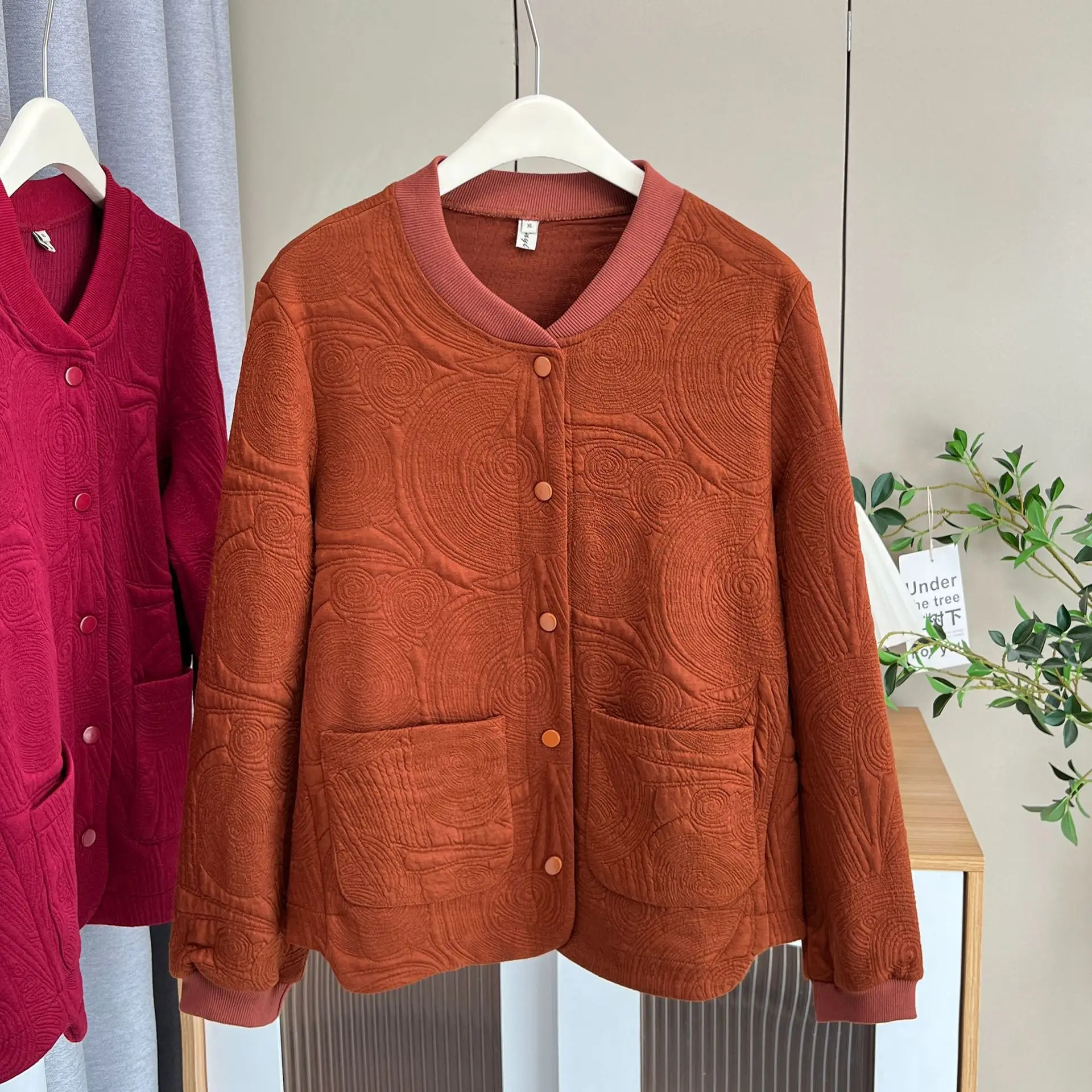 Plus Size Women's Jacket New Autumn Casual For middle-aged And Elderly People Fashionable Baseball Collar Coat 352