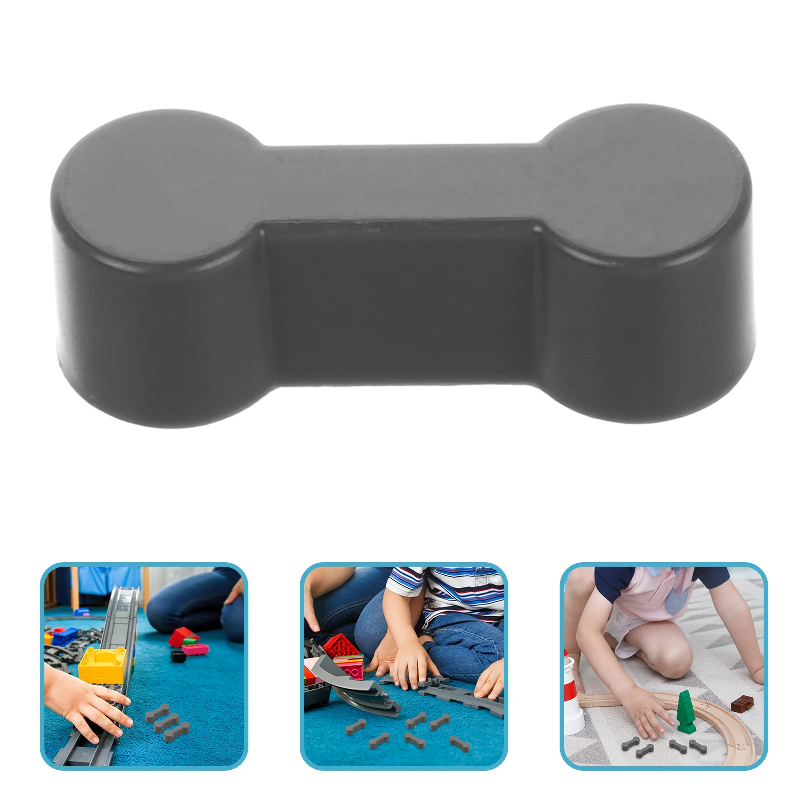 20 Pcs Train Track Buckle Wood Dog Bone Expansion Wooden Accessories Dark Grey Child