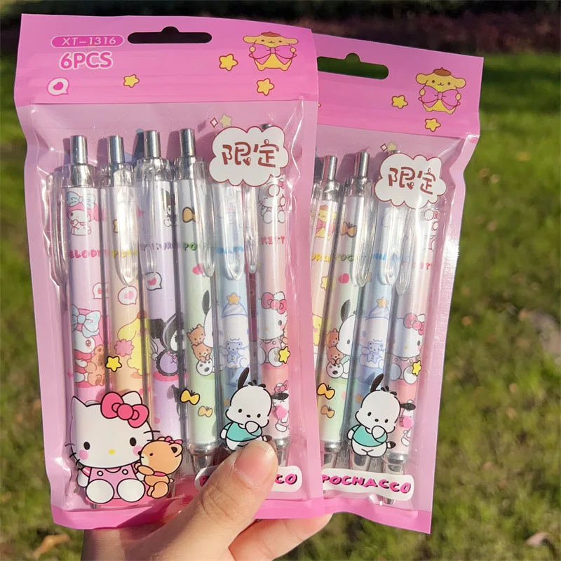 

New Kawaii Sanrio Cinnamoroll Roller Ball Pen Set Cartoon Anime My Melody Stationery 0.5mm Black Pen Student Girls Use