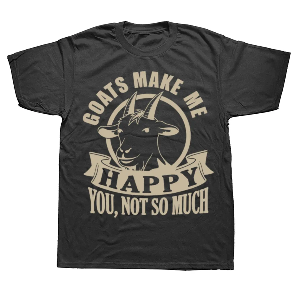 Ziegen machen mich glücklich lustige Tiere Retro Vintage Ziege Liebhaber T-Shirt Grafik Baumwolle Streetwear Kurzarm Geburtstags geschenke T-Shirt