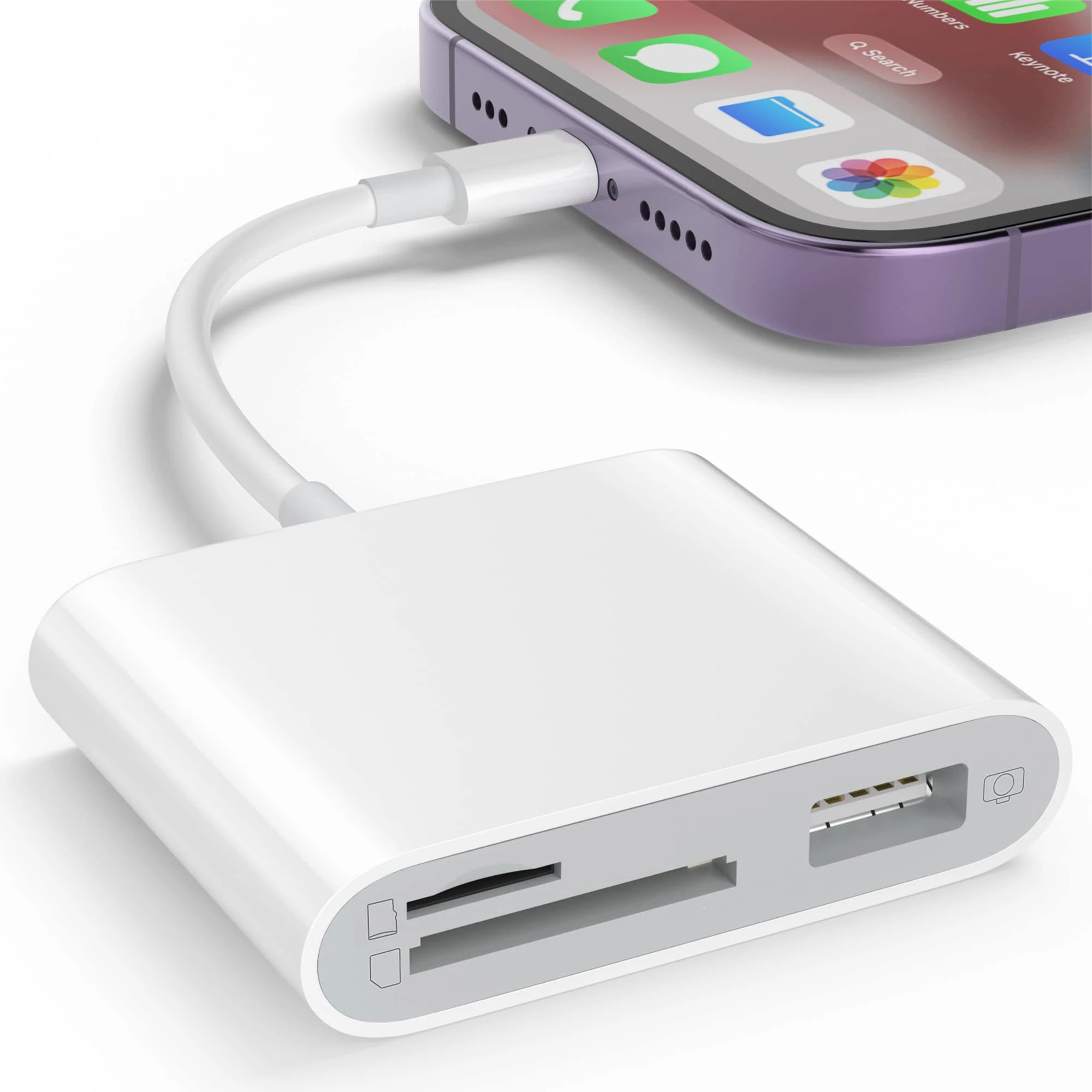 SD Card Reader for iPhone, Memory Card Reader with USB Camera Adapter Plug and Play Trail Game Camera SD Viewer Supports