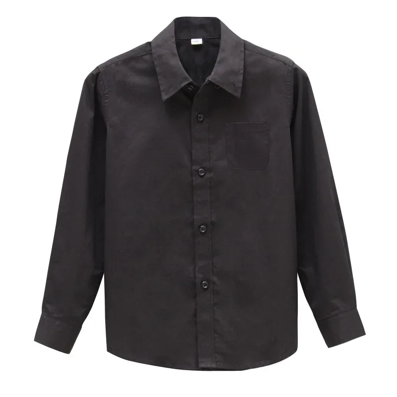 Boys Shirts Boys Black Shirt Cotton Long Sleeve Spring Autumn Children Dress Tops School Uniform