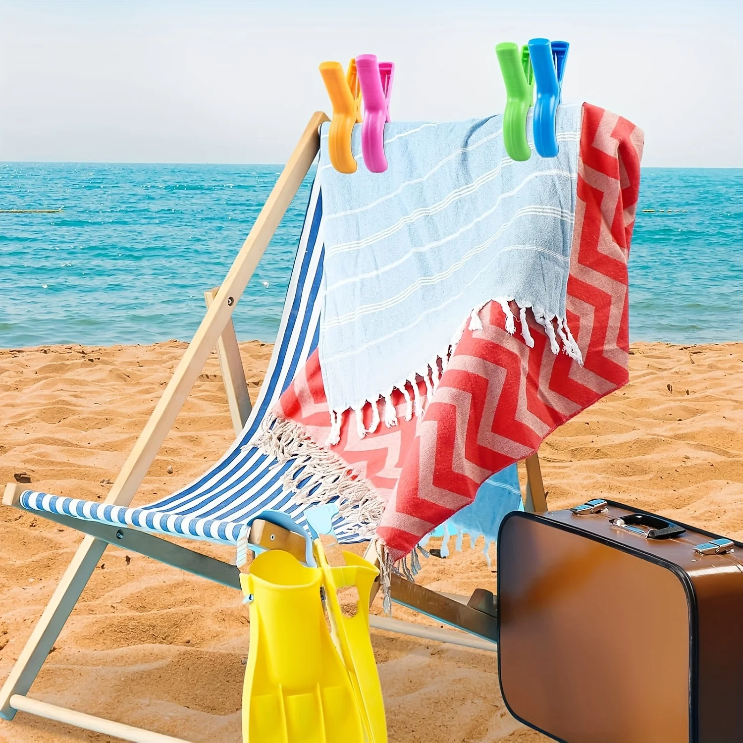 Description Picture 6 of item4/8Pcs Beach Towel Clips for Beach Chairs, Towel Holder Clips for Chair Pool on Cruise,Heavy Duty Clothes Pins, Strong Clips
