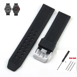 23mm Waterproof Silicone Watch Strap - Sport Dive Band - 23mm (Black Silver Clasp)