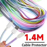 1.4M Spiral Charger Cable Cord Protector Line Decoration Winder Universal Anti-break Spring Protection Ropes for IPhone Samsung 1