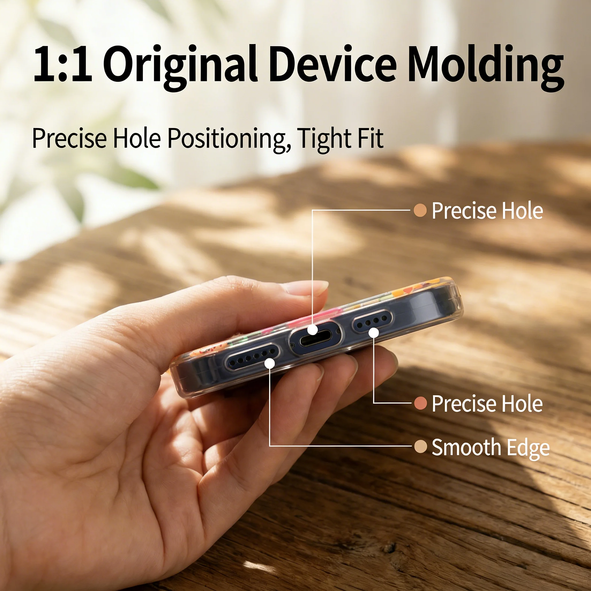 Double Layer Blue Light Flower Magnetic Phone Case with Magsafe Wireless Charging and Shockproof Protection