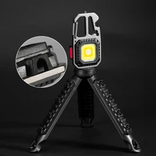 Mini Portable Pocket Keychain Flashlight Tripod Working Light Bracket for Outdoor Camping Hiking Fishing Emergency