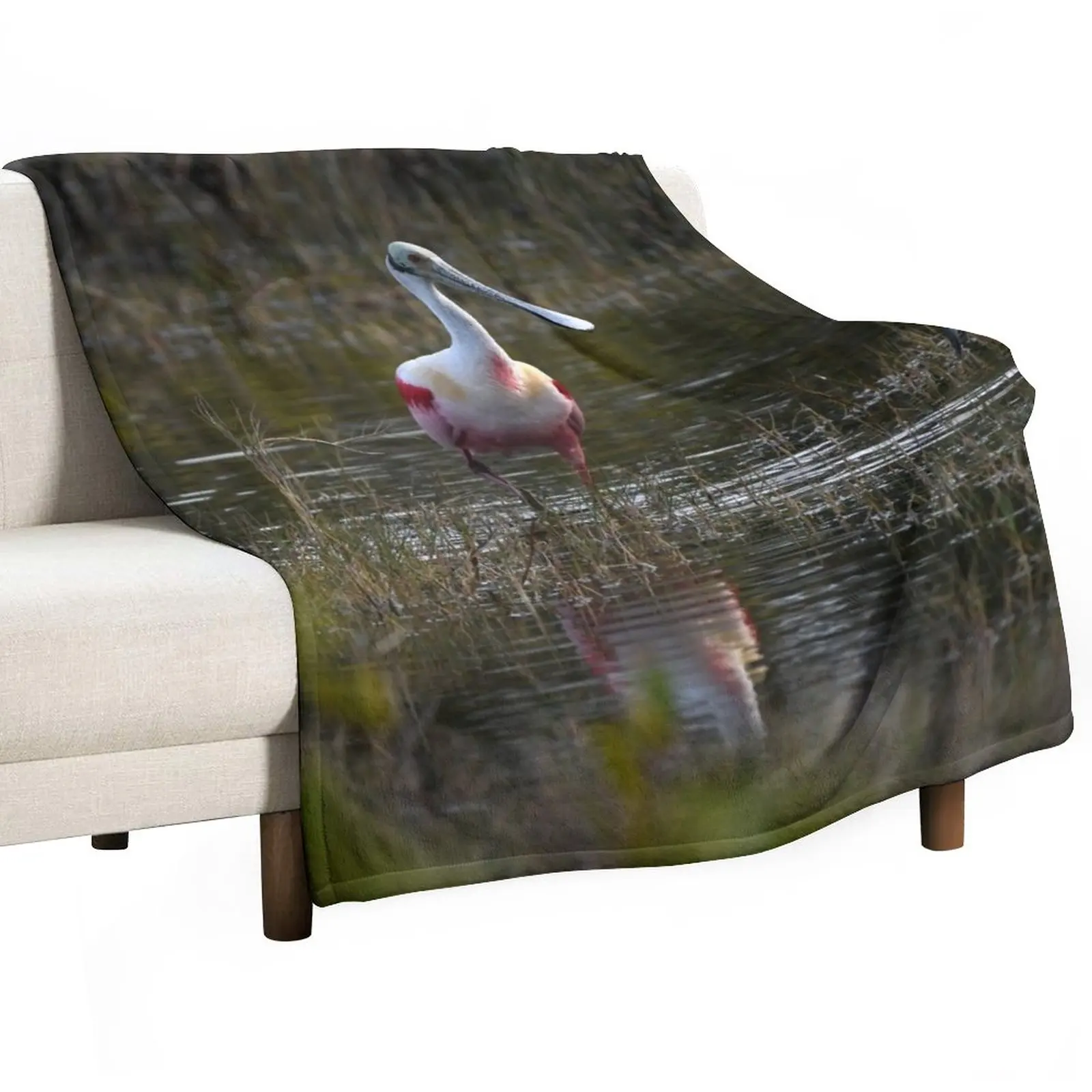 

Rosette Spoonbill - Blue Heron Throw Blanket Baby Hairys decorative Shaggy Blankets