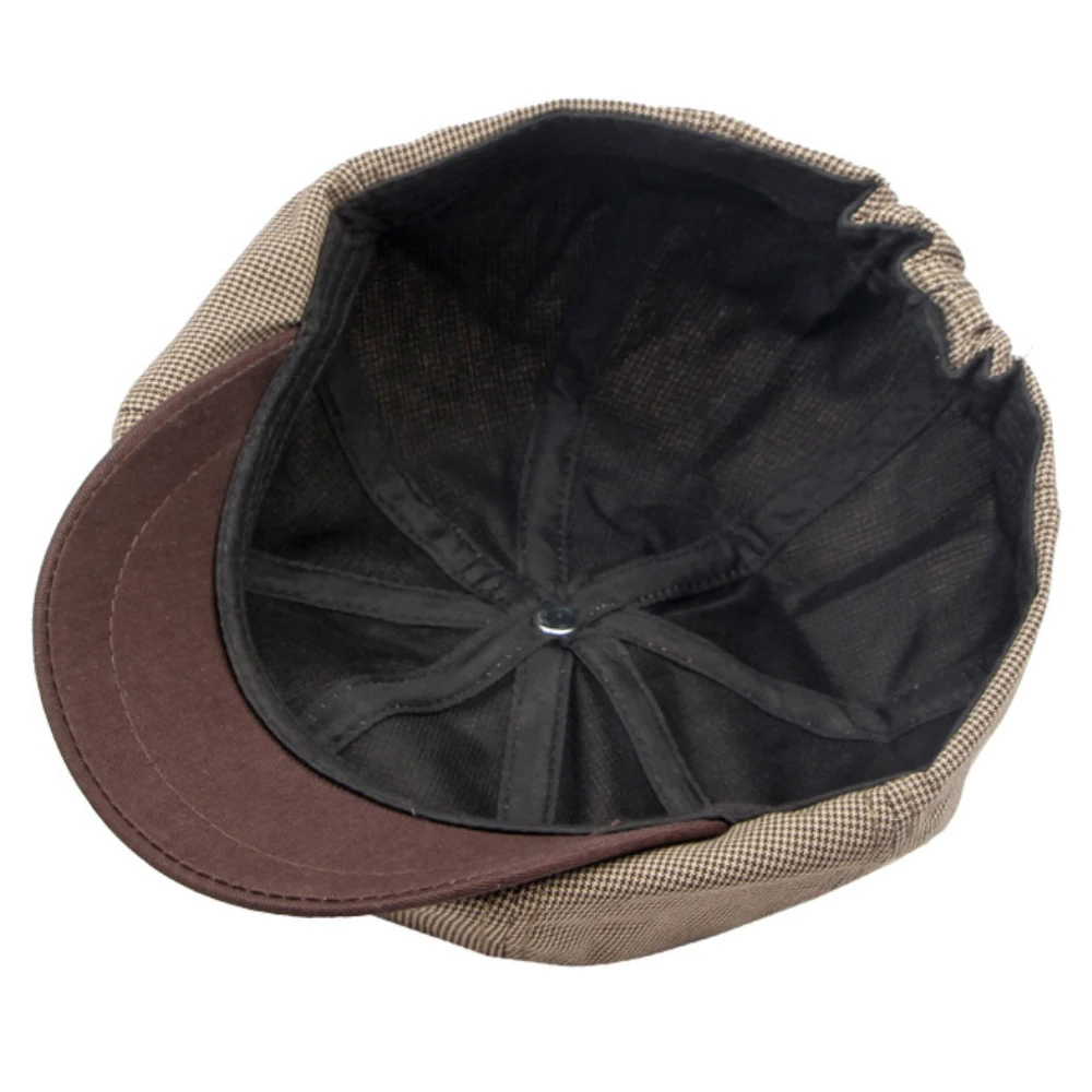 Beret Hat Woolen Beret HT4168 Berets Spring Summer For Men Women Artist Painter Octagonal Flat Cap Plaid