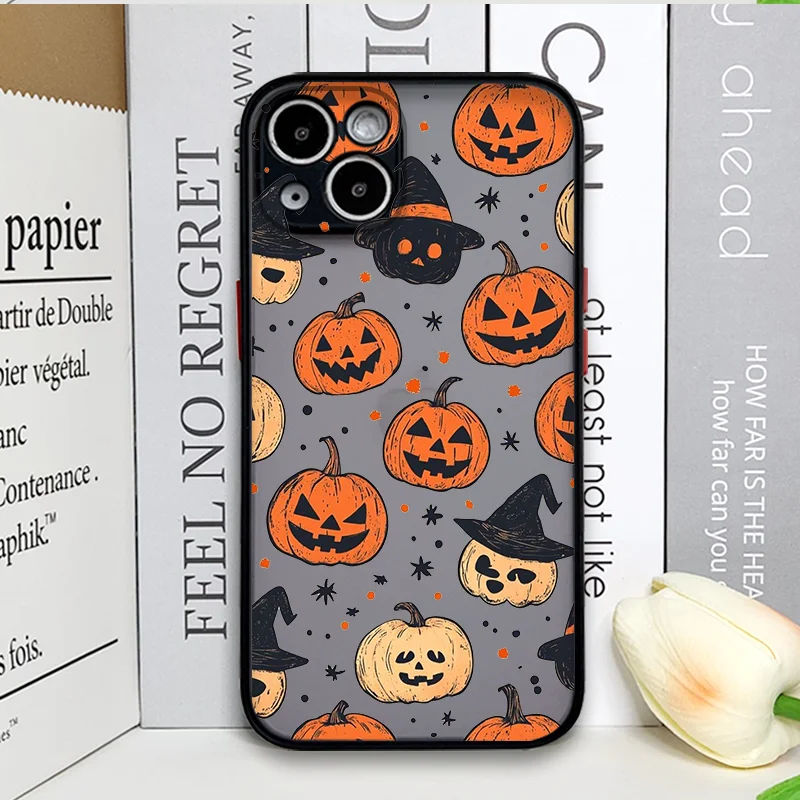 Whimsical Halloween Pumpkin & Ghost Pattern Phone Case Back Cover