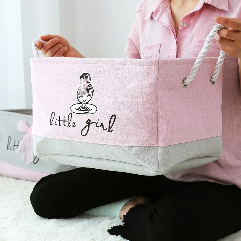 Baby Toys Storage Basket Gift Basket Foldable Canvas Fabric Laundry Basket for Clothes Books Home Organization Room Decor 3