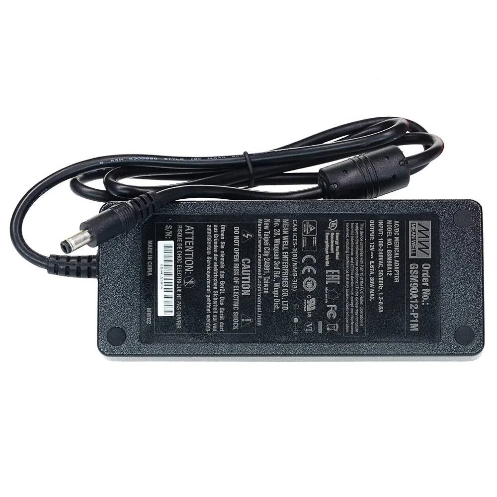 MEAN WELL GSM90A-P1M 의료 어댑터 레벨 VI Meanwell GSM90A 시리즈 어댑터 전원 공급 장치, 90W, 12V, 15V, 19V, 24V, 48V, 2.5 x 5.5DC 플러그