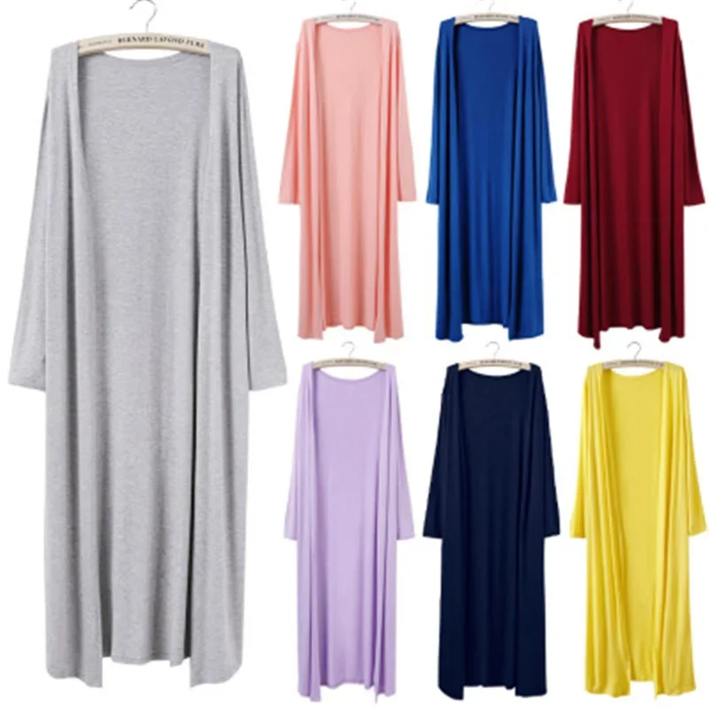 

Korean 2019 Women's Casual Long Modal Cotton Sweater Cardigan Soft Comfortable Strong Simple Solid Free Size Loose Thin Cardigan
