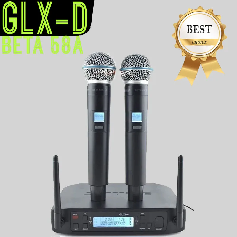

Набор беспроводных микрофонов GLXD4 BETA 58A, 2 ручных микрофона, динамическая Профессиональная ручная фотография