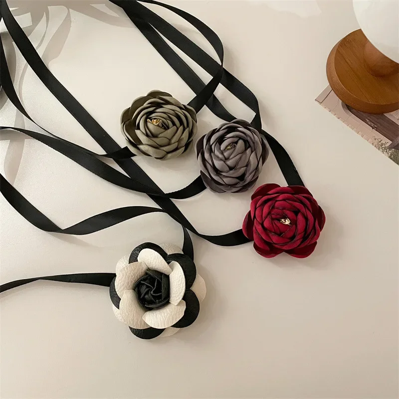 

Y2k Red Three-dimensional Flower Women's Necklace Fashionable Adjustable Strap Banquet Club Party Collar For Women Jewelry 2023