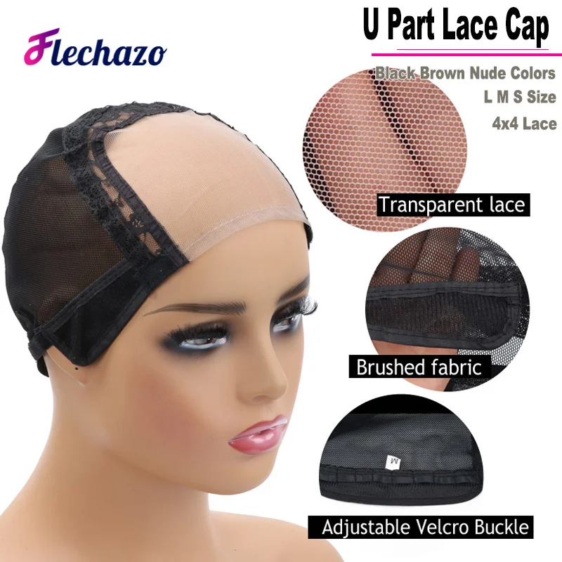 U Part Lace Wig Cap with Lace Melt Band Kit for Making Wigs Black Brown Hair Weave Cap Hairnets and Melting Band for Women