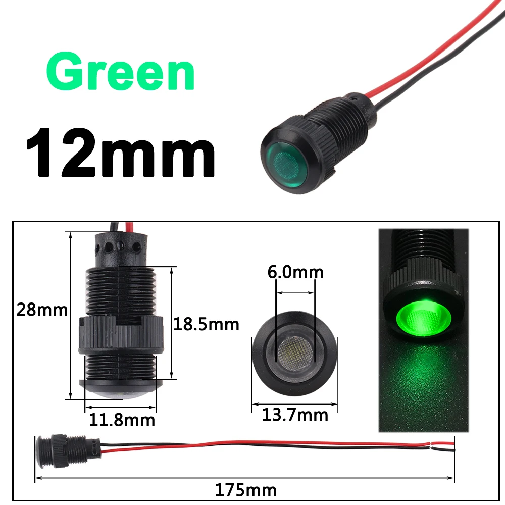 Multi-Color LED Indicator Light - Plastic Signal Dot Lamp (1 to 5 Pieces)