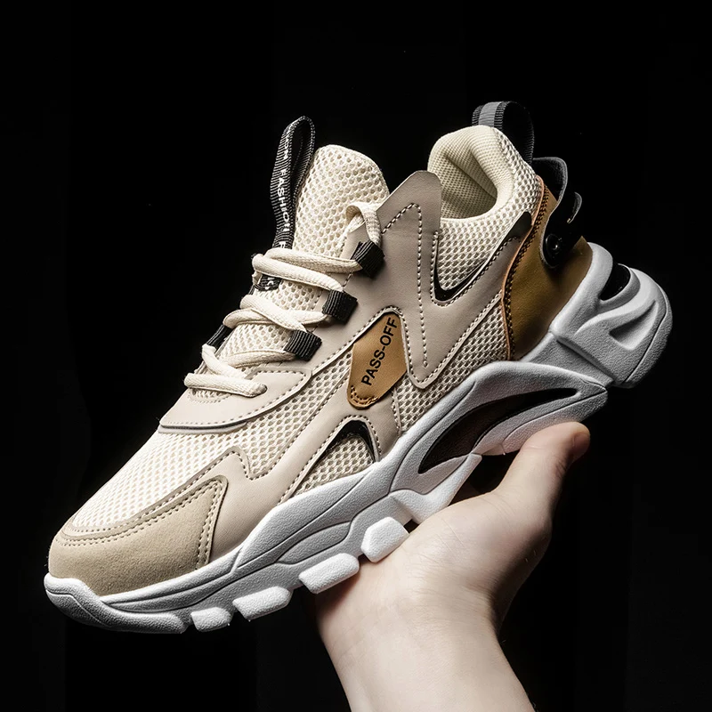 

Men's High Top Sports Shoes Casual Breathable Mesh Thick Sole Platform Four Seasons Outdoor Walking Shoes