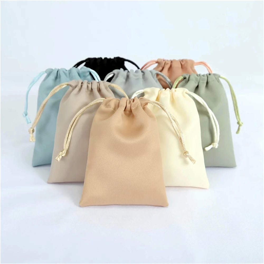 100pcs Small Jewelry Gift Bag Satin Drawstring Packaging Pouch For