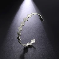 Amaxer Stainless Steel Hammered Four-Leaf Clover Bracelet For Women Girl Flower Bangles Christmas Jewelry Party Lover Gift 2