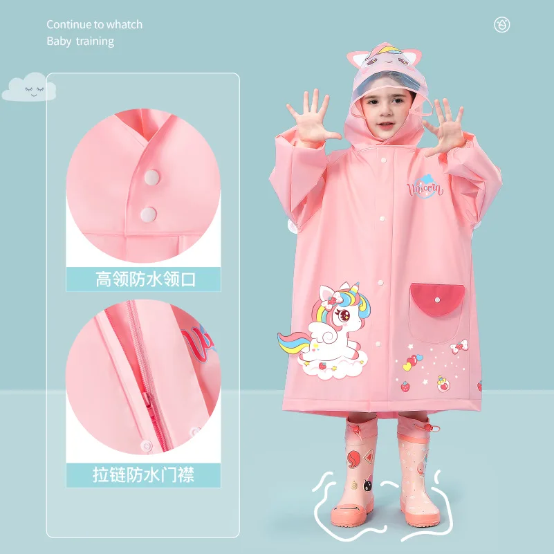 Cartoon Three-dimensional Children's Raincoat Large Brim Kindergarten Children's Raincoat EVA Girl