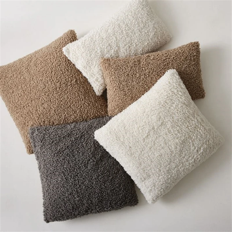 

Modern Teddy Plush Cushion Cover for Sofa, Living Room, Car Decoration Pillows, Nordic Home Decor, 30x50, 45x45 cm