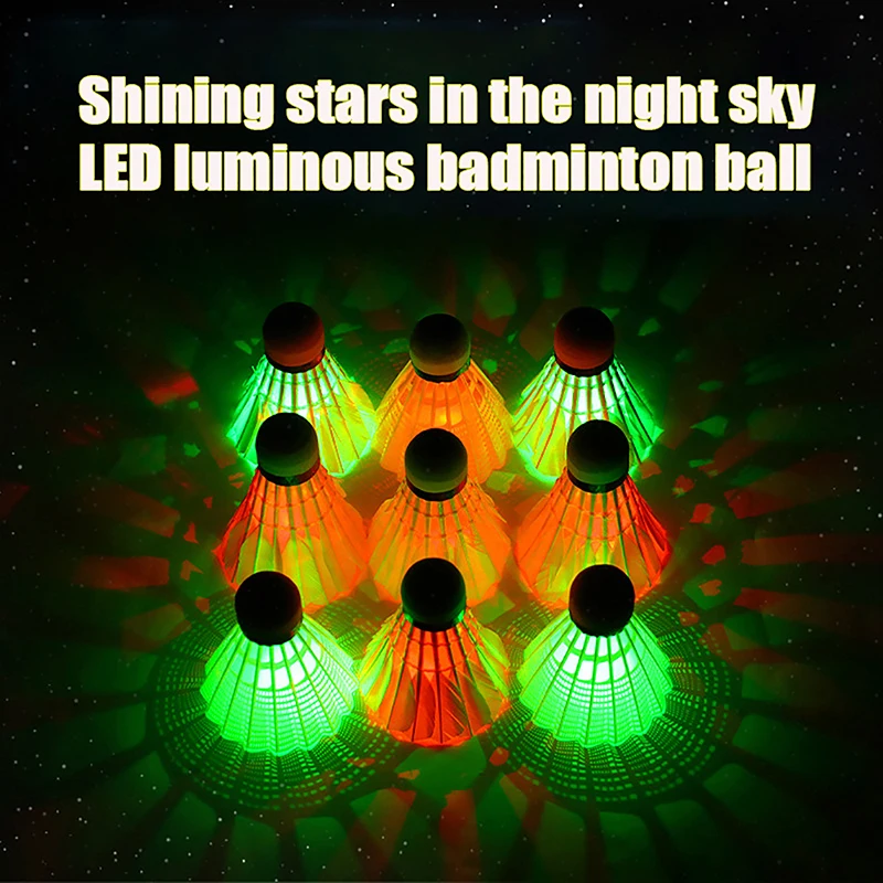 Badminton Shuttlecock Badminton Ball Feather Shuttlecock 1Pcs Lighting Badminton Head LED Luminous Colorful Goose Feather Shuttlecock Outdoor Sports Entertainment Night Training Ball