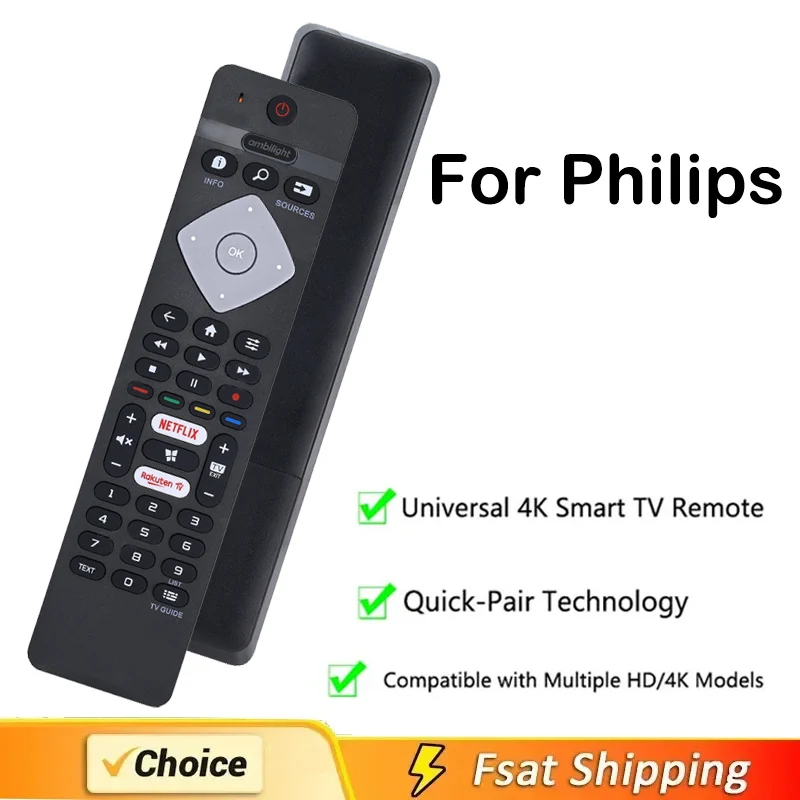 BRC0884402/01 Remote Control Replacement for Philips Ambilight 4K Smart LED TV 75PUS6754/12 65PUS6754/12 65PUS6704/12 55PUS6754