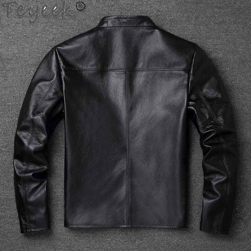 

Leather Real Jacket Spring Fall Men Clothing S-6XL Slim Genuine Cowhide Coat Male Stand Moto& Biker Jackets Veste Homme