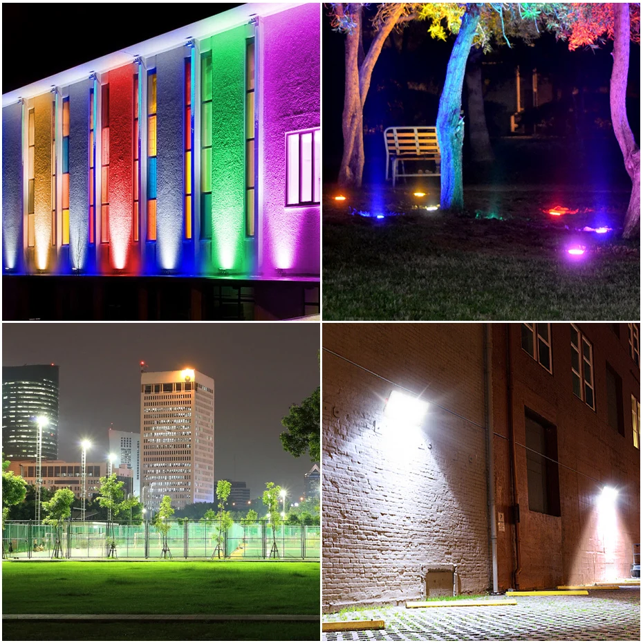 RGB 투광 조명, AC 220V LED 투광 조명, IP66 방수 LED 스포트라이트 프로젝터, 야외 조명 장식, 50W, 100W, 200W