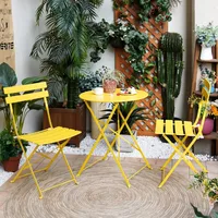 3-Piece Folding Bistro Set, 2 Chairs and 1 Table, Weather-Resistant Outdoor/Indoor Conversation Set for Patio, 2