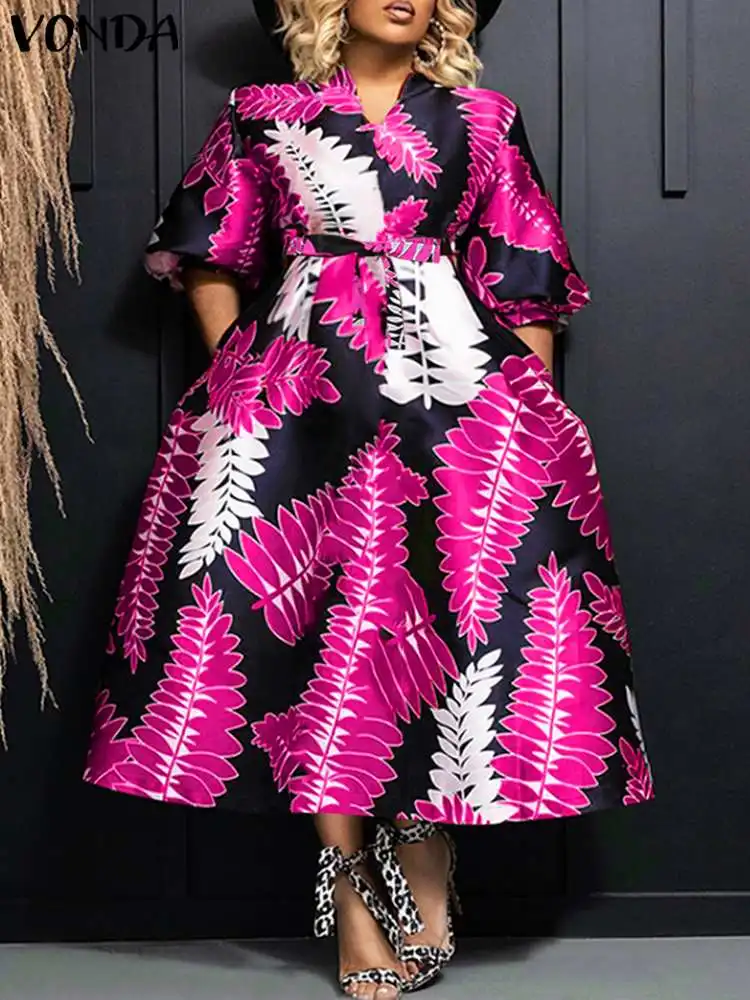 

Женское летнее платье с V-образным вырезом и рукавами-фонариками