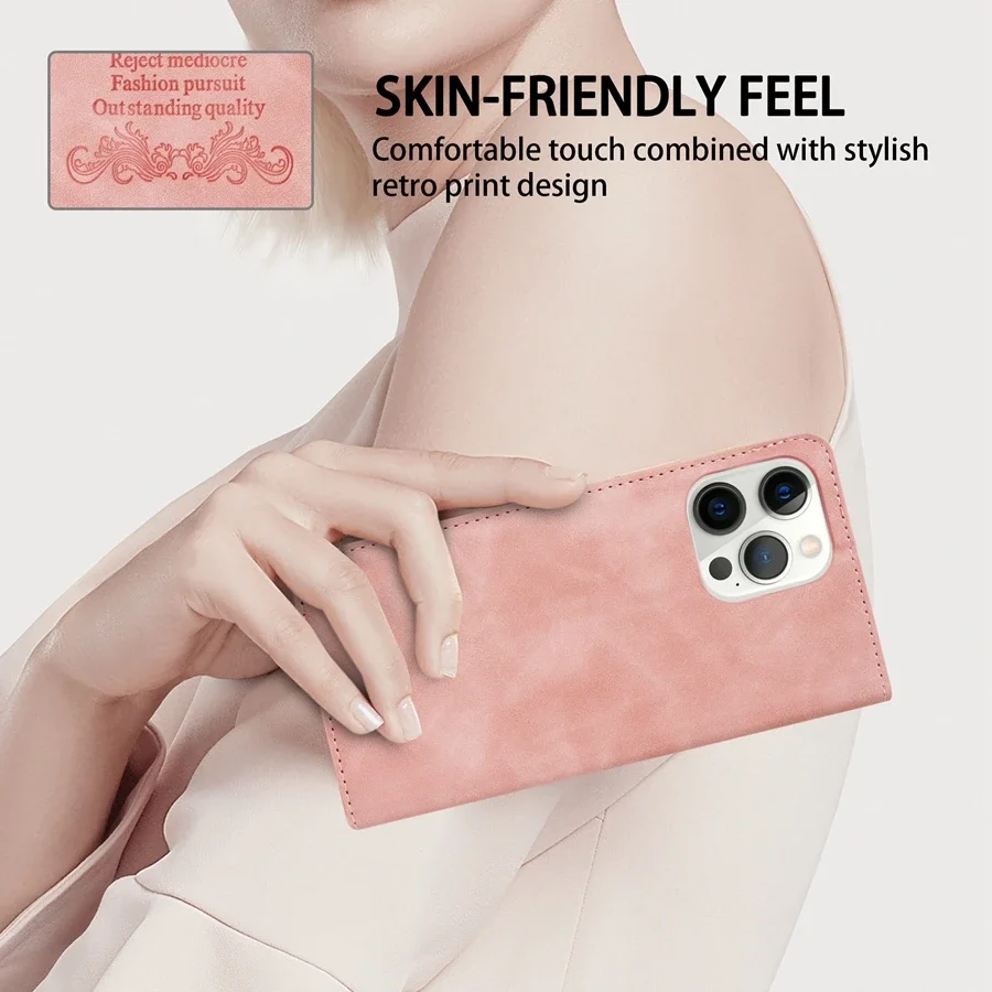 Luxury Magnetic Flip Wallet Case with Card Slot - Leather Design