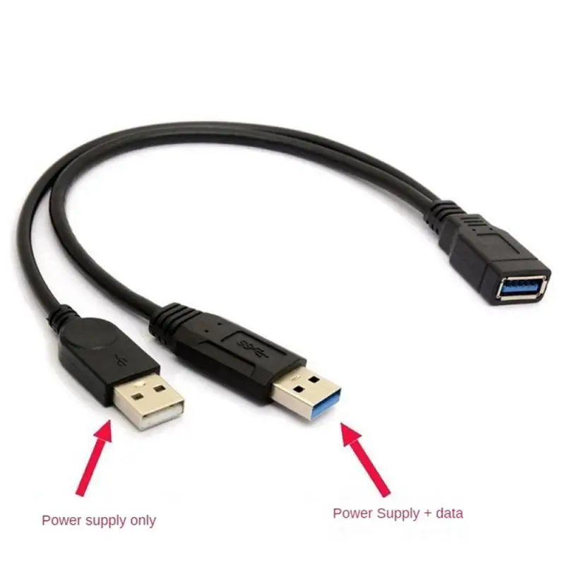 

Usb 3.0 Female To Dual Male Cable Y-line Compatible With Mobile Hard Disk High Speed Data Transmission Easy To Use Durable Black