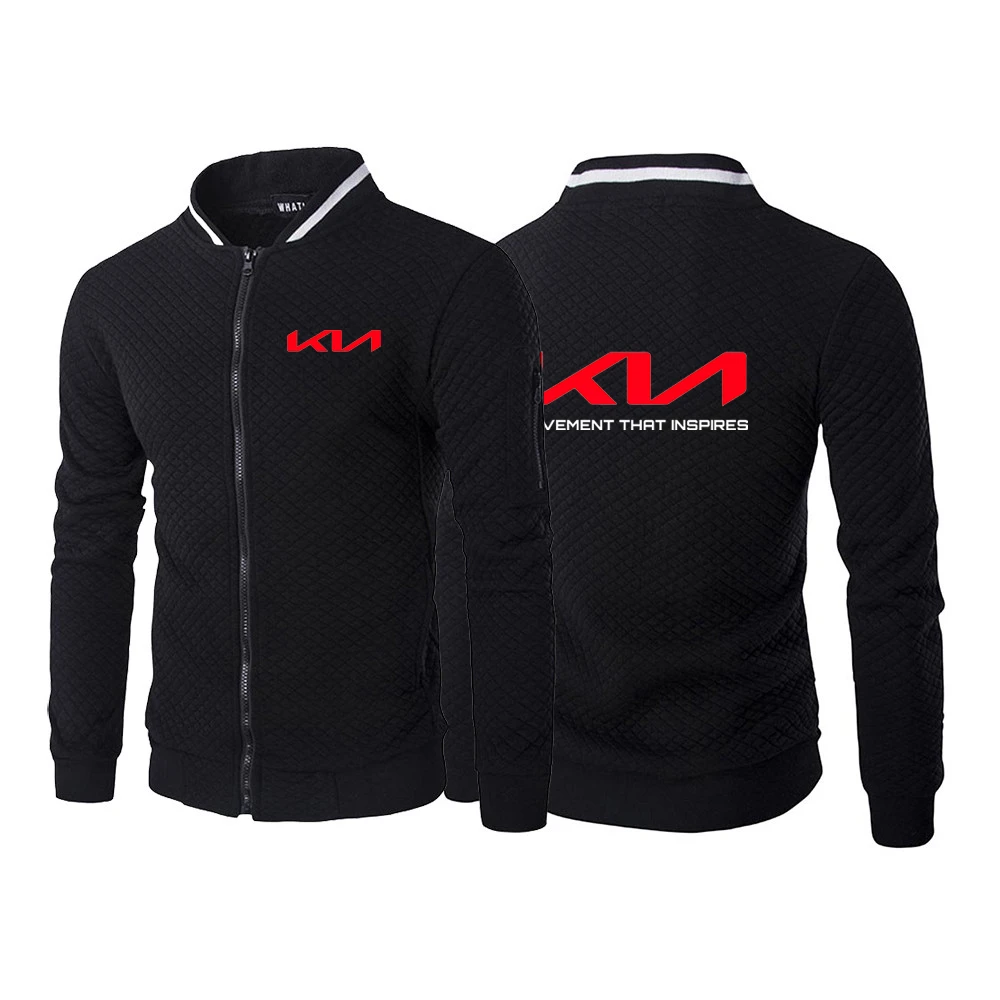 2022 New Men's Kia Motors Logo Print Fashion Comfortable Zipper Jacket Sportswear Casual Sweater Solid Color Harajuku Coat palm angels sweatshirt