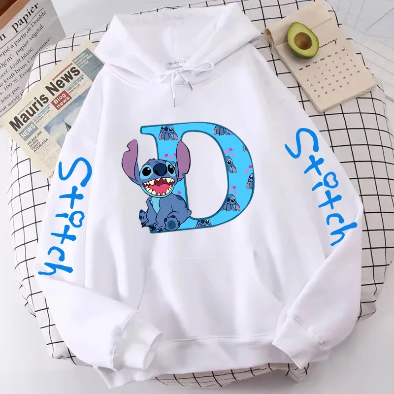 kawaii Hoody Sweatshirts Women's Hoodies Cute Kawaii Disney Lilo & Stitch 26 English Letters Print Hoodie Couple Streetwear 5