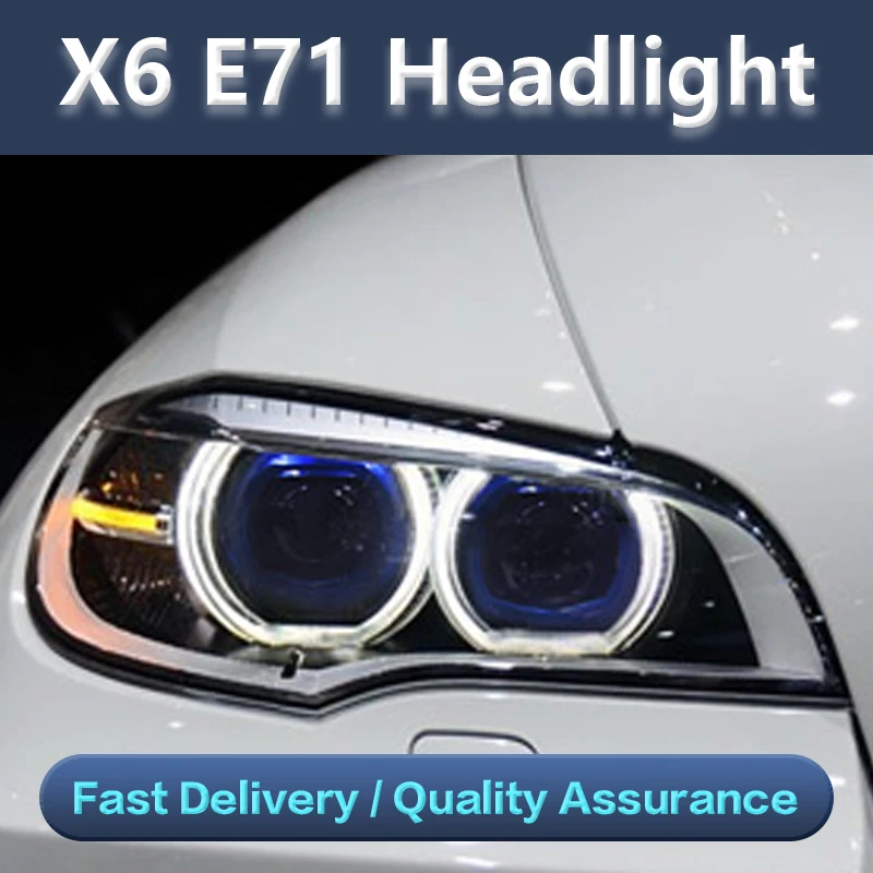 

Car Styling Head Lamp for E71 E70 Headlights 2008-2014 X5 X6 Angel Eye Headlight LED DRL Signal Lamp Hid Auto Accessories