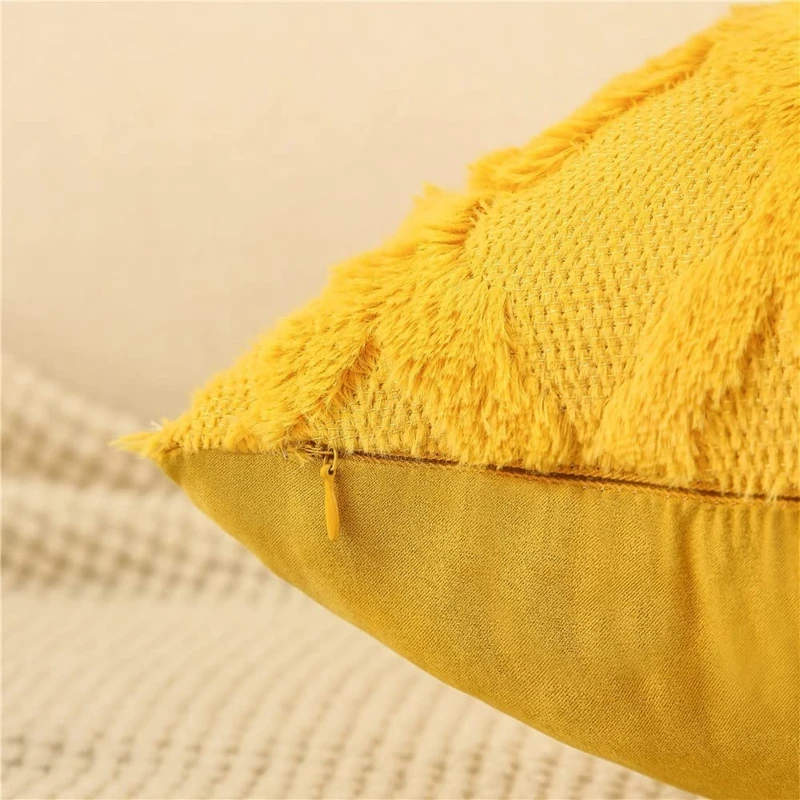 Description Picture 3 of itemLeather Pink Pillowcases Soft Plush Short Faux Wool Velvet Decorative Throw Pillow Covers Luxury Square Boho Gift Cushion Cover