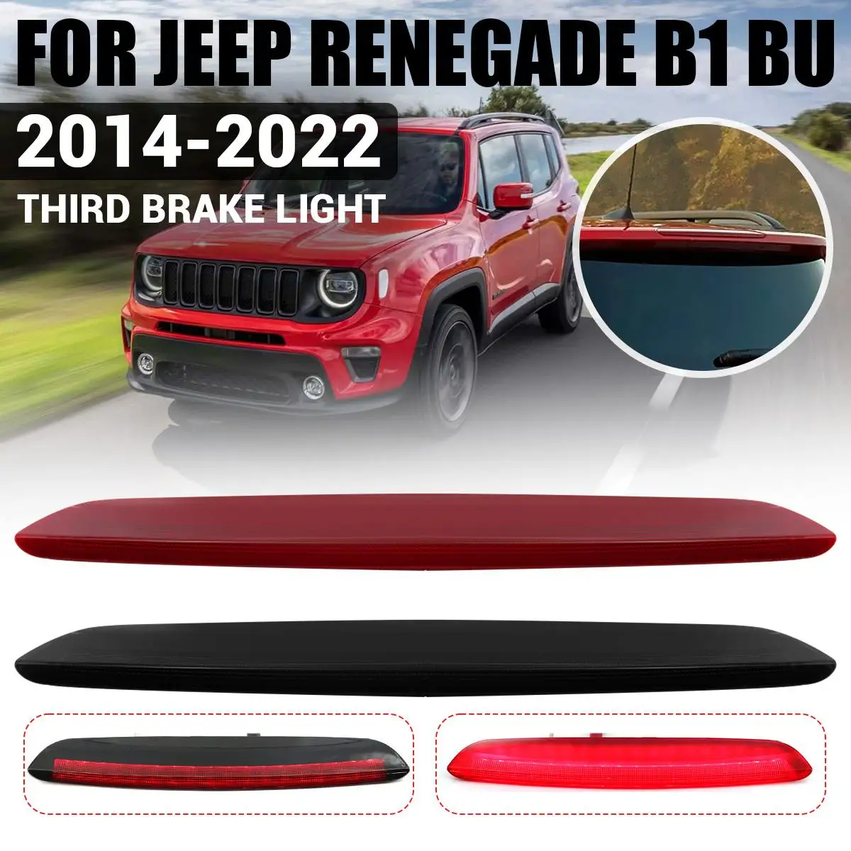 

Третья задняя лампа тормоза для Jeep Renegade B1 BU 2014-2022, Черная задняя стоп-сигнальная лампа с высоким креплением, автомобильные аксессуары